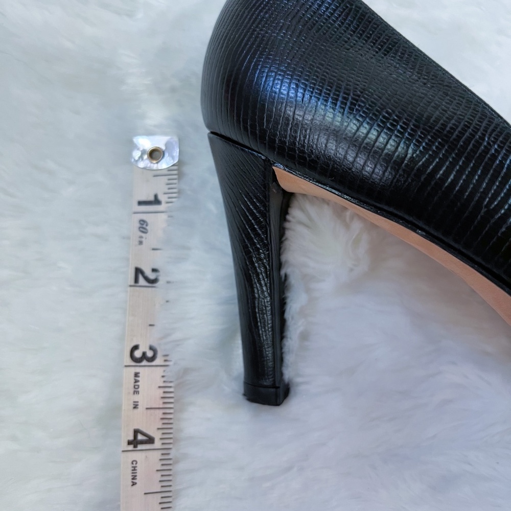 Lauren Ralph Lauren | Whelming Made in Spain Black Lizard Print Textured Leather - Picture 6 of 14